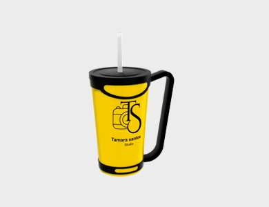 Copo Twister com Alça Removível e Tampa Canudo 575ml - 1 Cor de Impressão - 1x1 - 10 unid